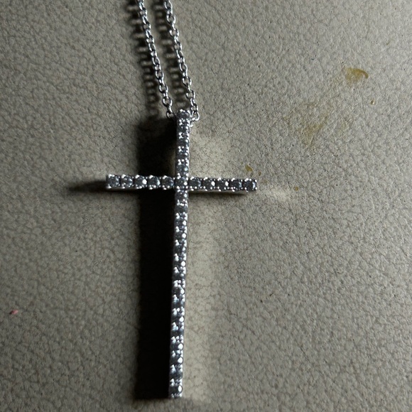 Tiffany & Co. Jewelry - Tiffany & Co 18k white gold and diamonds cross with necklace